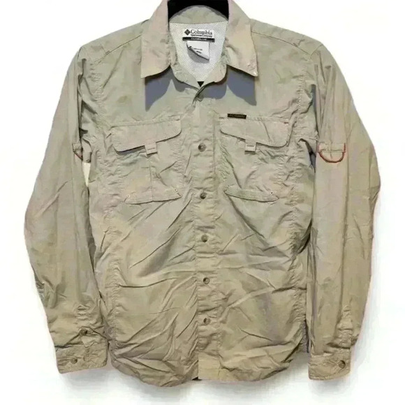 Columbia Beige Long Sleeve Button Down - Boy’s Large - Picture 1 of 6